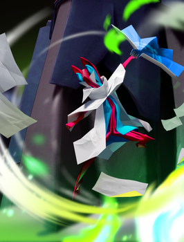 Key art for the 3D action platformer Hirogami.